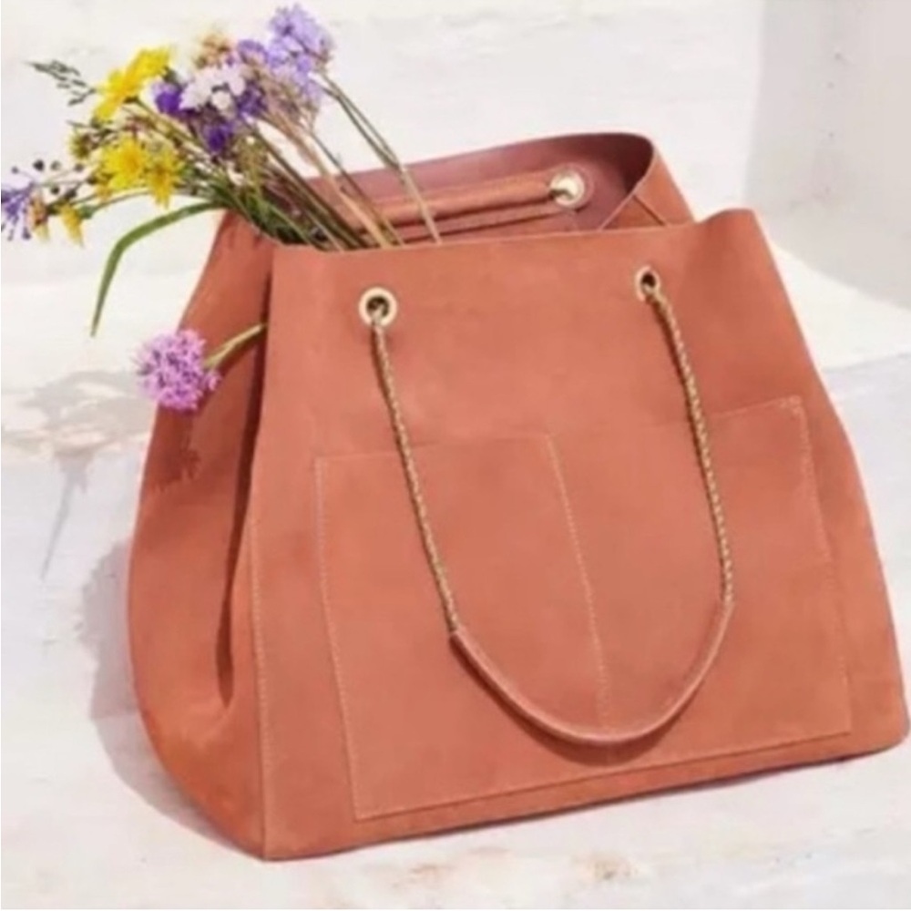 Sezane Gaby Suede Tote Blush